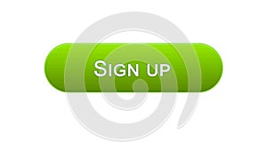 Sign up web interface button green color, program authorization, password
