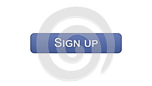 Sign up web interface button violet color, program authorization, password