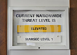 Sign US terrorist threat level elevated yellow