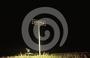 A sign for Utopia, Texas