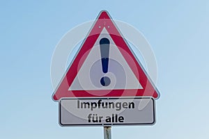 Sign Vaccination for All german `Impfangebote fuer Alle`