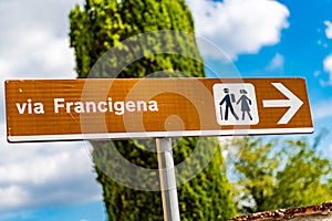 Sign of Via Francigena
