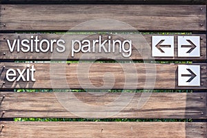 Sign Visitors Parking Arrows Exit