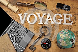 Sign Voyage, Laptop, Key, Globe, Compass, GSM Phone, Letter, Mag