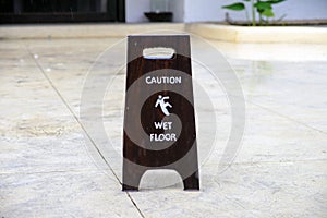 Sign warning of caution wet floor