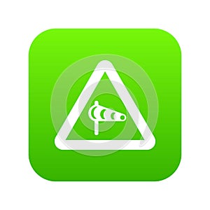 Sign warning about cross wind from the left icon digital green