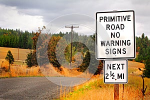 Sign Warning of Primitive Road