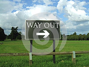 Sign. way out. way out sign