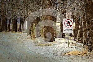 Sign in a wilderness area in Mendoza, Argentina, reading \