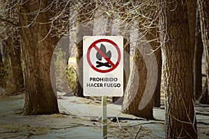 Sign in a wilderness area in Mendoza, Argentina, reading \