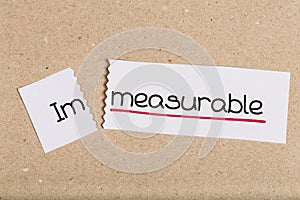 Sign with word immeasurable turned into measurable photo