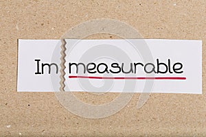 Sign with word immeasurable turned into measurable