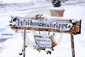 A sign with the word 