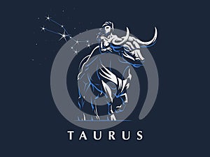 Sign of the zodiac Taurus. Bull. Vector illustration. photo