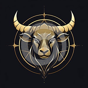 Taurus zodiac sign on a dark background. Vector illustration