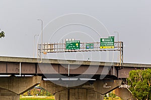 Signage on Douglas Street Bridge Omaha Nebraska.