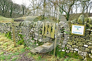 Signage and footpath to Scaleber Foss and Woods.