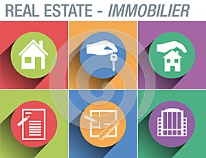 Signage icon to illustrate the housing and real estate sector
