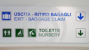 Information sign at the Bari-Palese airport, Aeroporto Internazionale di Bari-Karol Wojtyla, Italy. photo