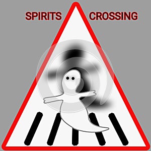 Signage of warning or caution, many spiritual entities crossing the area photo
