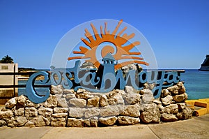 Signage welcoming tourists to the island of Costa Maya