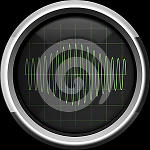 Signal with amplitude modulation on the oscilloscope screen in g