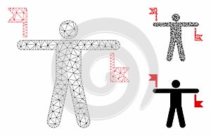 Signal Flags Vector Mesh Wire Frame Model and Triangle Mosaic Icon