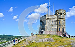 Signal Hill on summer day. Coastline and cliffs of a Canadian National Historic Site in St John's Newfoundland, Canada.