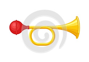 Signal horn isolated on white background. Air horn, sound signal. Rubber bike klaxon trumpet. Vector illustration