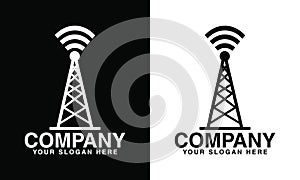 signal network tower Logo vector design, for your company and business black and whiter color photo