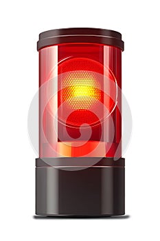 The signal. red emergency strobe light on a white background.