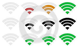 Signal strength indicator template. Wi-fi, wireless connection,