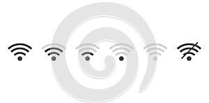 Signal strength wifi icon set collection. Wireless connection network symbol vector