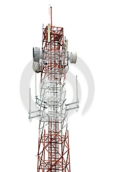 Signal tower for communication industrial isolated on white background