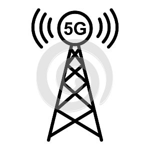 Signal tower icon, wireless technology network sign, antenna wave radio vector illustration