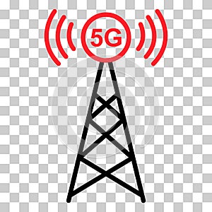 Signal tower icon, wireless technology network sign, antenna wave radio vector illustration