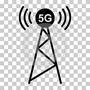 Signal tower icon, wireless technology network sign, antenna wave radio vector illustration