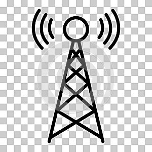 Signal tower icon, wireless technology network sign, antenna wave radio vector illustration