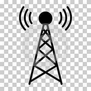 Signal tower icon, wireless technology network sign, antenna wave radio vector illustration