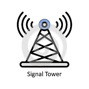 Signal Tower vector Filled outline icon style illustration. EPS 10 File