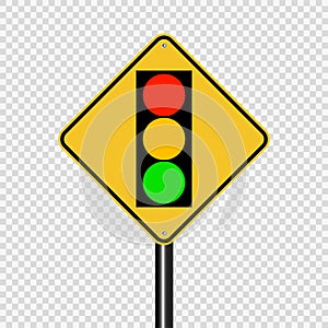 Symbol signal traffic light green yellow red sign on transparent background