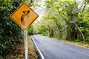 Signal turn right on country road, Traffic Signs