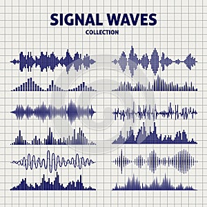 Signal waves sketch icons