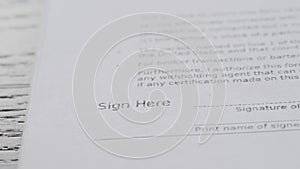 Signature on Contract by Pen in Hand. Write Business Agreement or Undersign Protocol of Convention. Move camera. Close