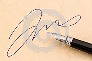 Signature and fountain pen