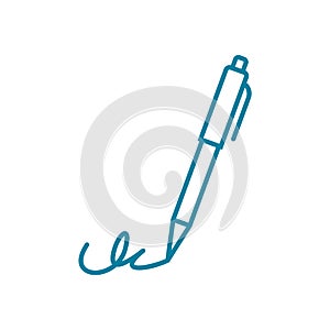 Signature line icon. Digital signature symbol. Biometrics handwriting recognition.