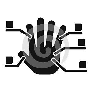 Signature palm scanning icon simple vector. Board code