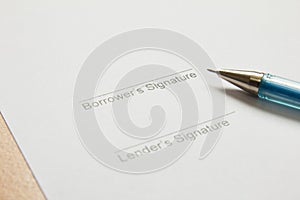 Signature signing in borrower part