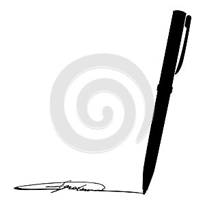 Signature using pen Ink writing concept icon black color vector illustration flat style image