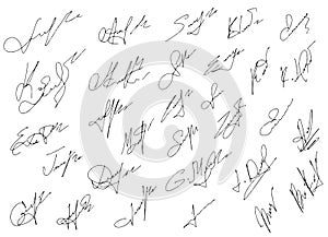 Signatures set, vector illustration,hand drawn
